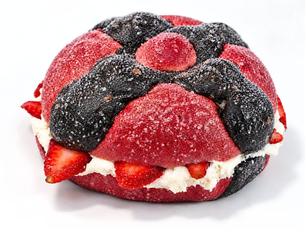 Pan de muerto de Felipan relleno de fresas con crema